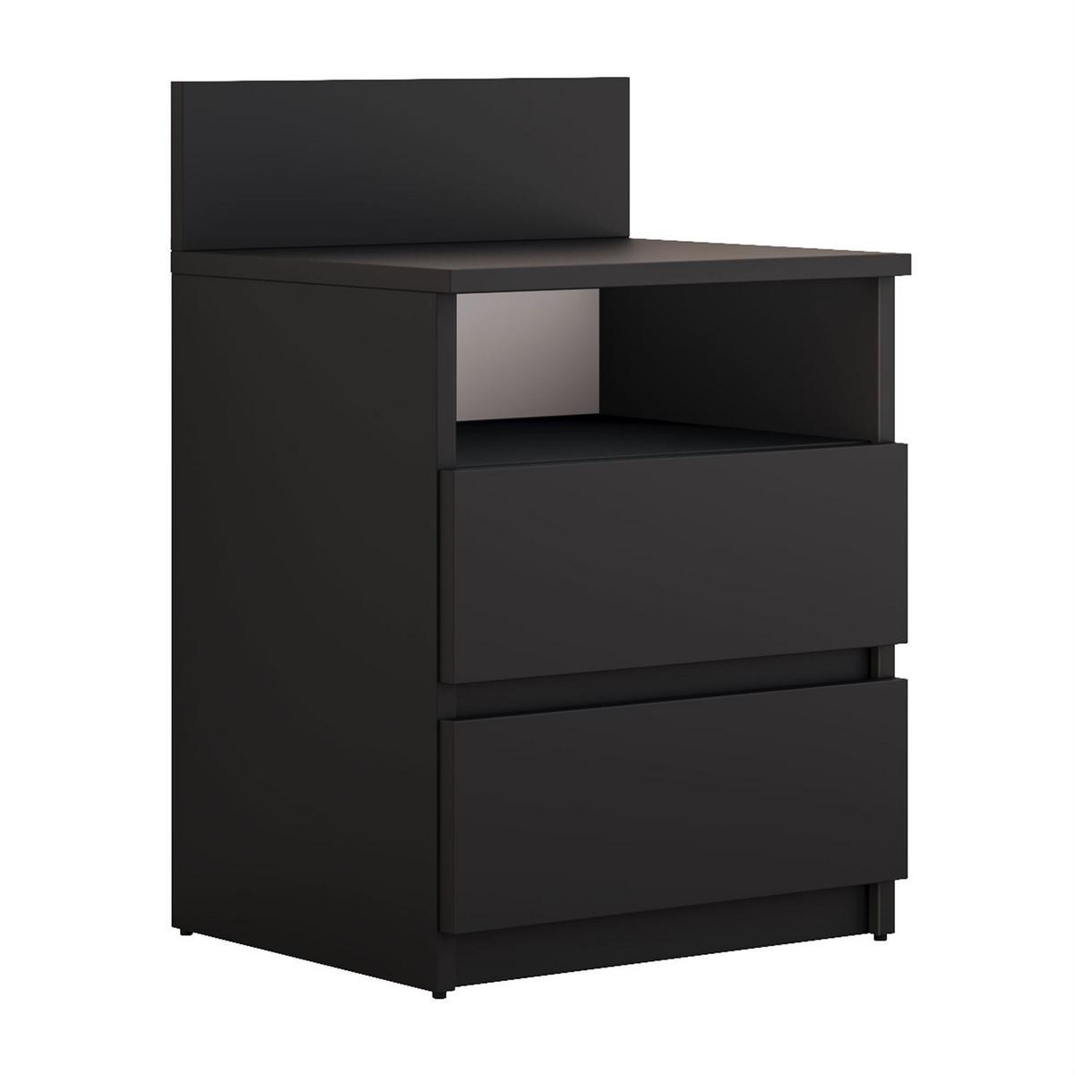NACHTTISCH HANA M1 Schwarz matt - Schwarz, Holzwerkstoff (40/59/32cm) - Lookway