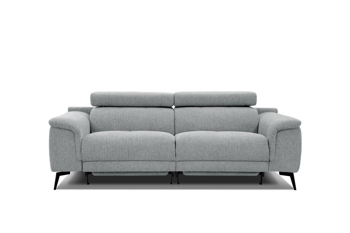 RELAXSOFA FIERO 3-Sitzer mit 2 Relaxfunktionen, silberfarben - Silberfarben/Schwarz, Holzwerkstoff/Textil (212/82/103cm) - Wozimo