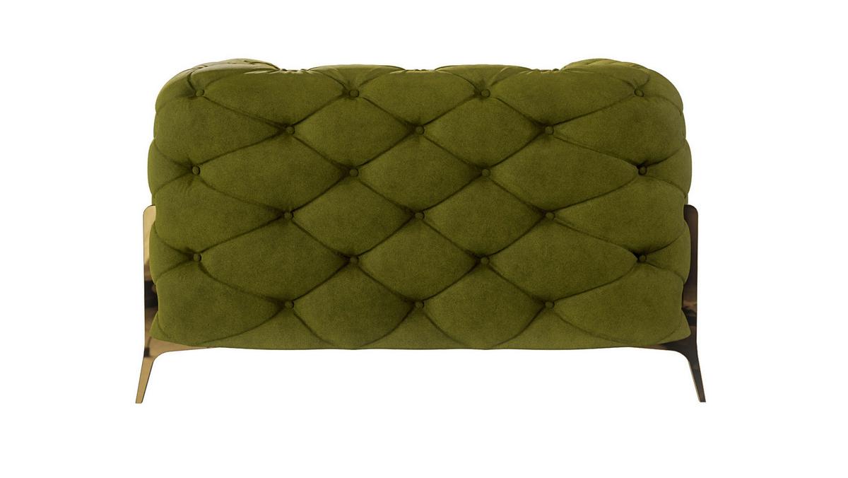 CHESTERFIELD-SESSEL Lexi Olive Samt - Goldfarben/Olivgrün, Holz/Textil (125/75/100cm) - S-Style Möbel