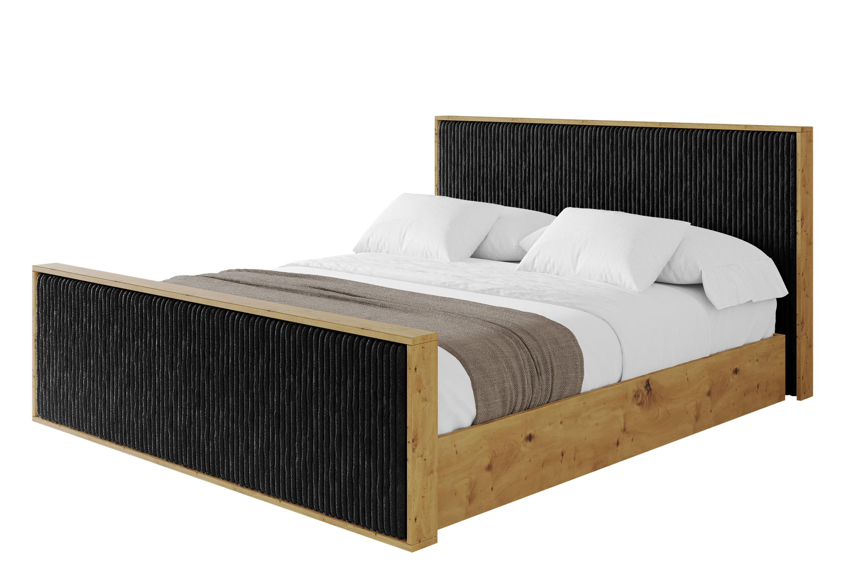 POLSTERBETT mit Bettkasten und Lattenrost, Boxbett mit Stauraum und Kopfteil ohne Matratze - ENZO10 120x200 Schwarz - Schwarz, Holzwerkstoff/Textil (120/200cm) - ALTDECOR
