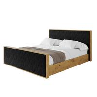 POLSTERBETT mit Bettkasten und Lattenrost, Boxbett mit Stauraum und Kopftei ohne Matratze - ENZO10 140x200 Schwarz - Schwarz, Holzwerkstoff/Textil (140/200cm) - ALTDECOR