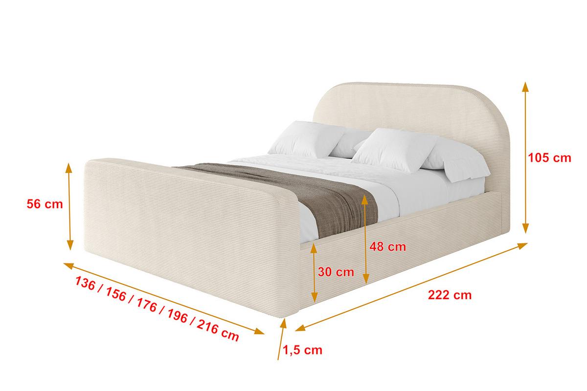 POLSTERBETT mit Bettkasten, Fußteil und Lattenrost, Boxbett ohne Matratze - TIVON-Z 180x200 Beige - Creme, Holzwerkstoff/Textil (180/200cm) - ALTDECOR