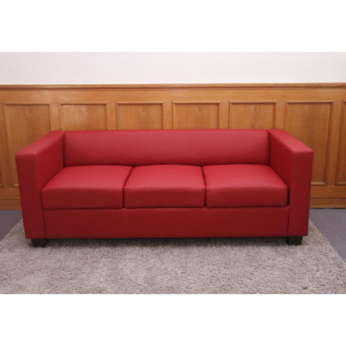 3ER SOFA Rot - Rot, Leder (191/70/75cm) - MCW