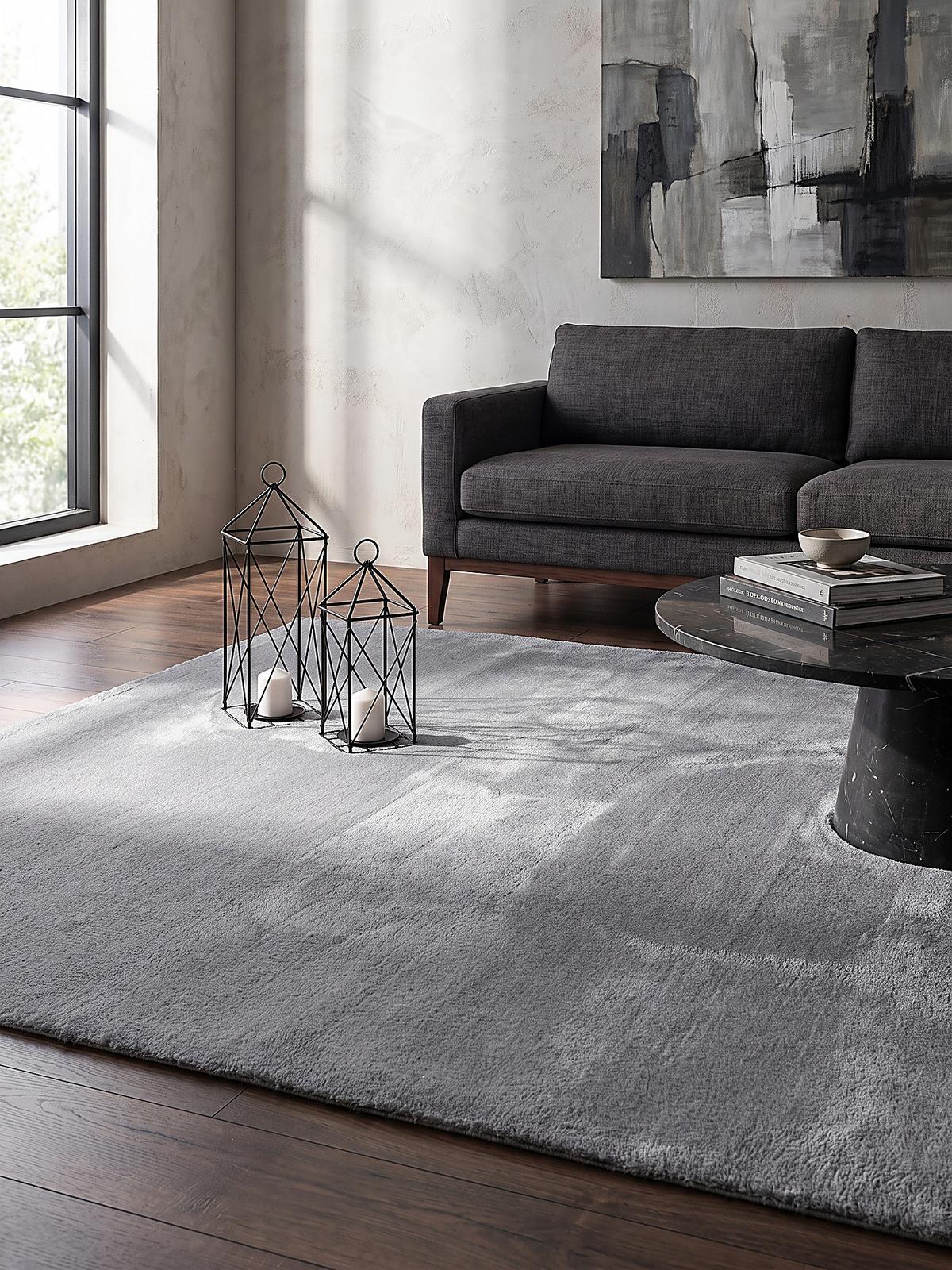 HOCHFLORTEPPICH Antirutsch Uni ALDAN Polyester Grau 200 x 280 cm - Grau, Textil (200/280cm) - KADIMA DESIGN