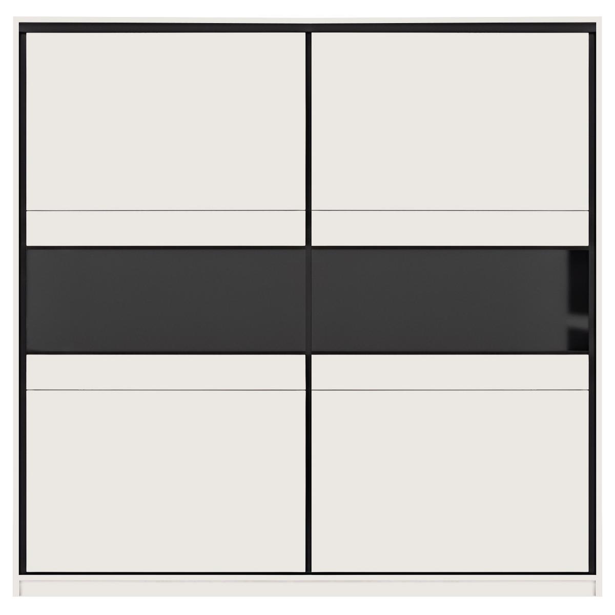 SCHWEBETÜRENSCHRANK Monroe mit 2 Türen ohne Spiegel, 266 cm, Kaschmir+Schwarz Lacobel - Kaschmir/Schwarz, Holzwerkstoff (226/220/64cm) - Beautysofa