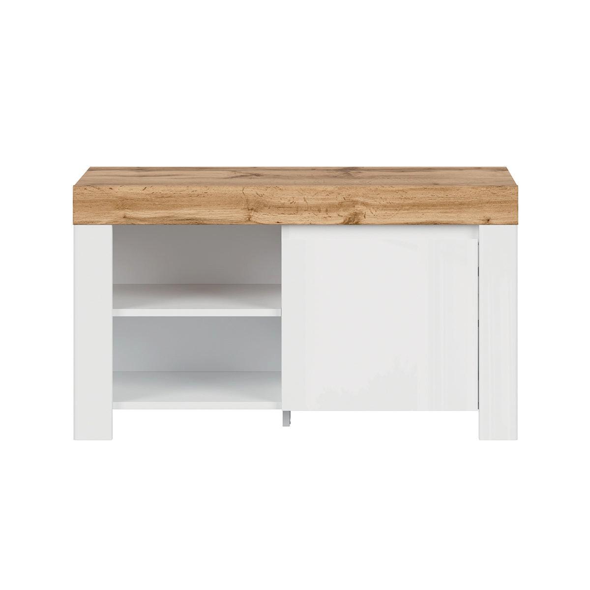 SCHUHMÖBEL Hella Weiß und Holz - Weiß, Holzwerkstoff (92/53/37cm) - Petits-meubles