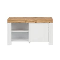 SCHUHMÖBEL Hella Weiß und Holz - Weiß, Holzwerkstoff (92/53/37cm) - Petits-meubles