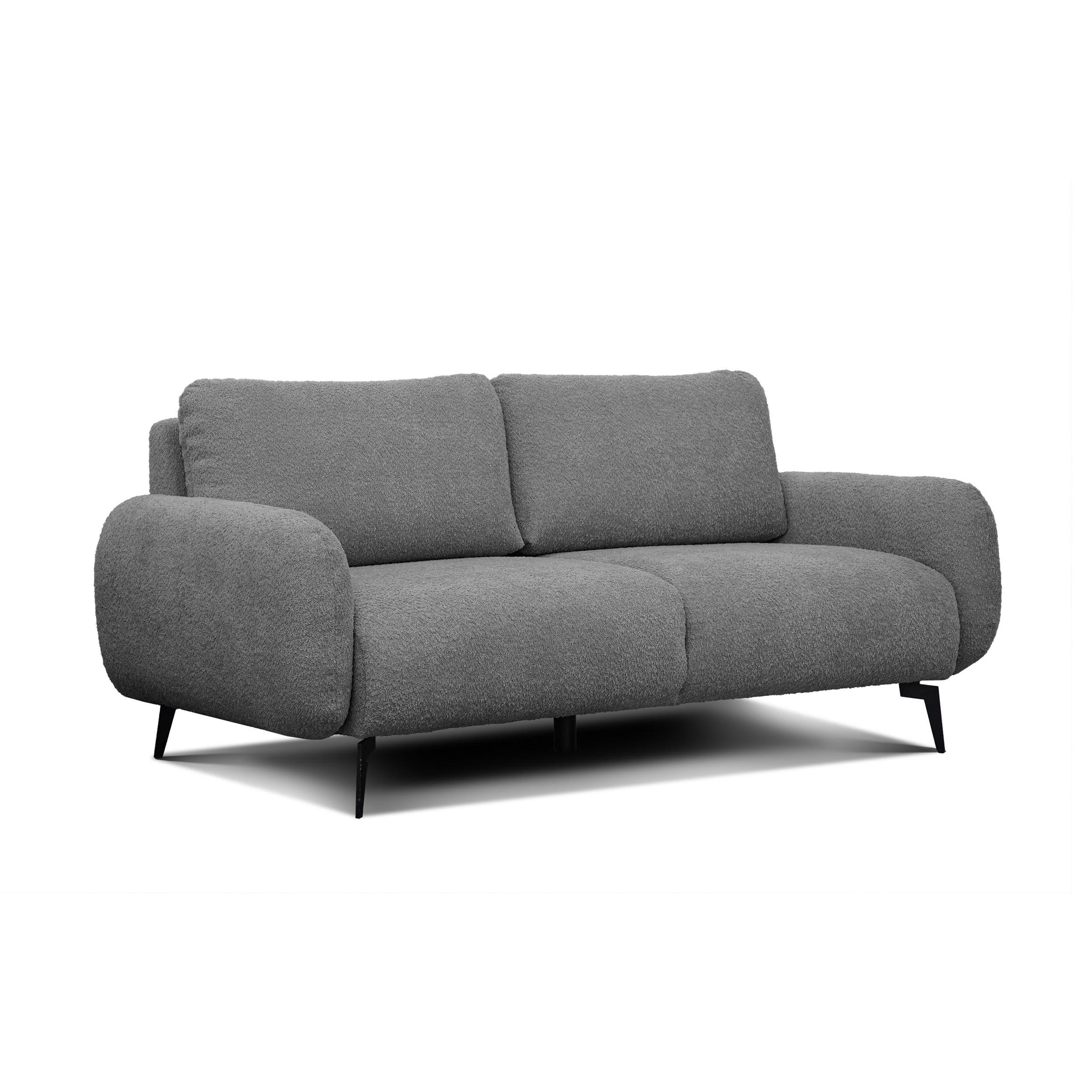 SOFA FEBE 3-Sitzer, grau - Schwarz/Grau, Holz/Textil (190/82/96cm) - Wozimo