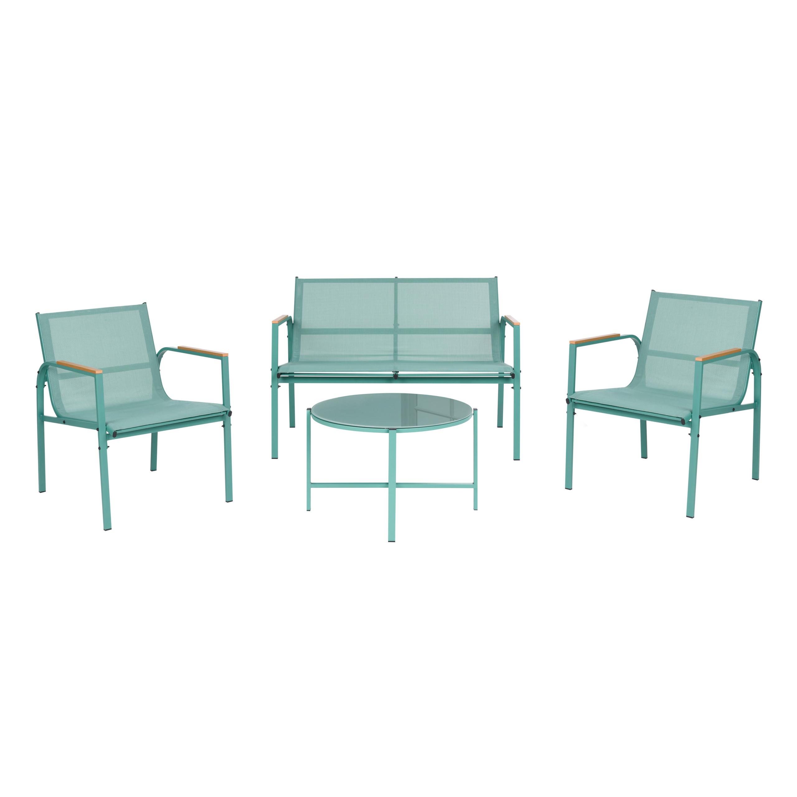 LOUNGE-SET mit Tisch 4-Sitzer Metall Grün Ledro - Grün, Metall - Beliani
