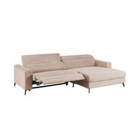ECKSOFA LAISKA Taupe Cord Relaxfunktion - Taupe/Schwarz, Textil/Metall (282/177cm) - KAWOLA