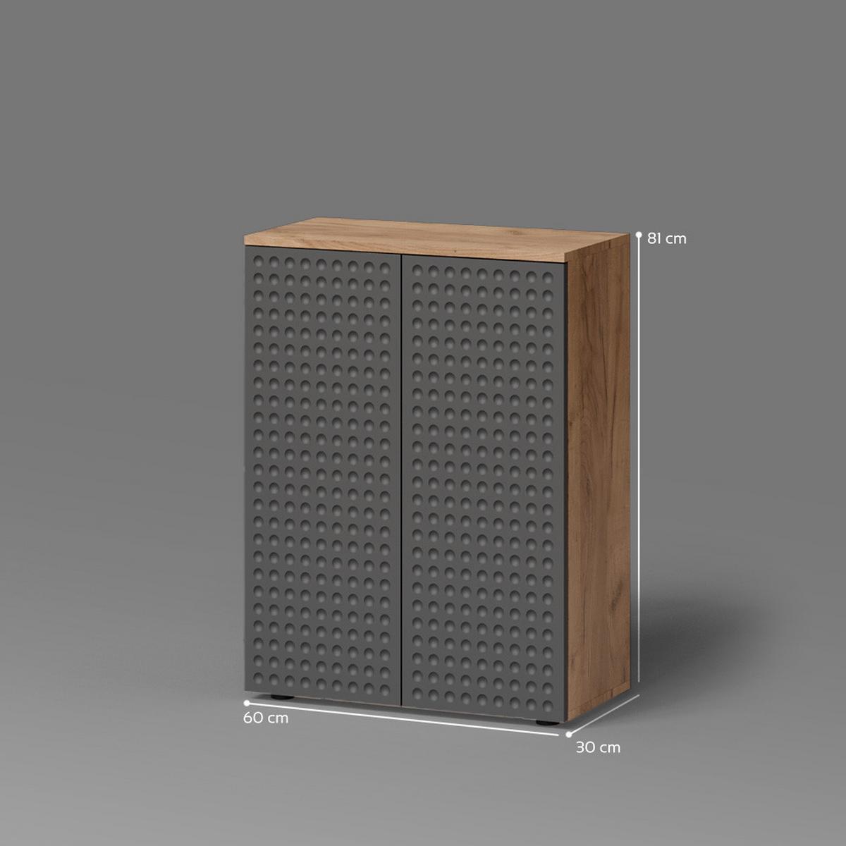 MIDISCHRANK Ronco Anthrazit gepunktet 60 x 81 cm - Anthrazit, Holzwerkstoff (60/81/30cm) - Livinity®