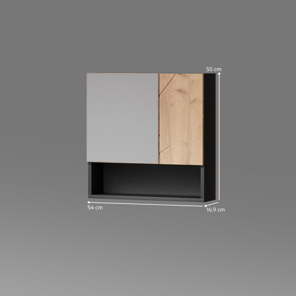 BADSPIEGELSCHRANK Ronco Goldkraft Eiche/Anthrazit 54 x 55 cm - Honigeiche/Anthrazit, Holzwerkstoff (54/55/16.9cm) - Livinity®
