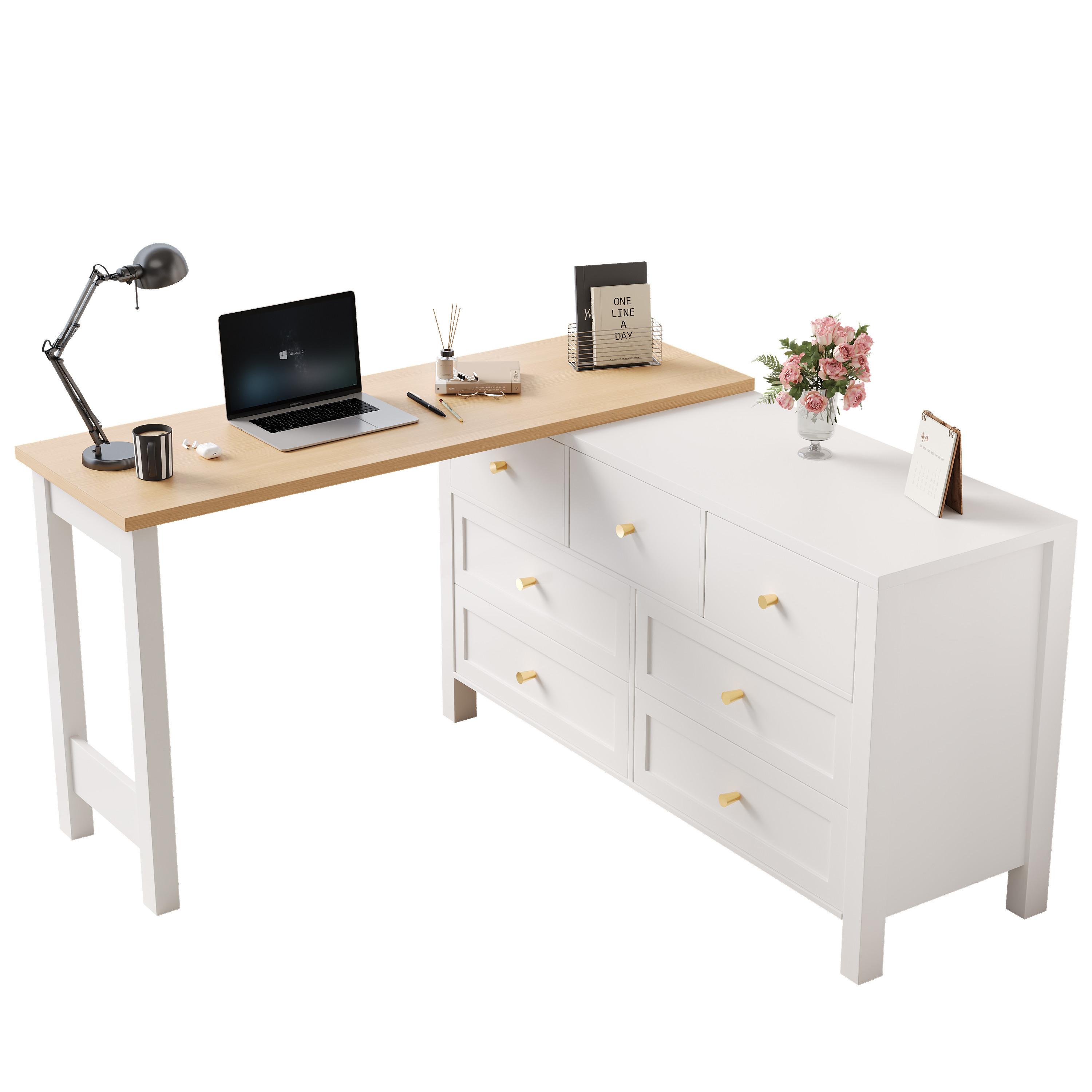 BÜROTISCH mit Schubladen und Aufbewahrung – Weiß Holzoptik - Weiß, Holzwerkstoff (40/120/70cm) - Urban Meuble