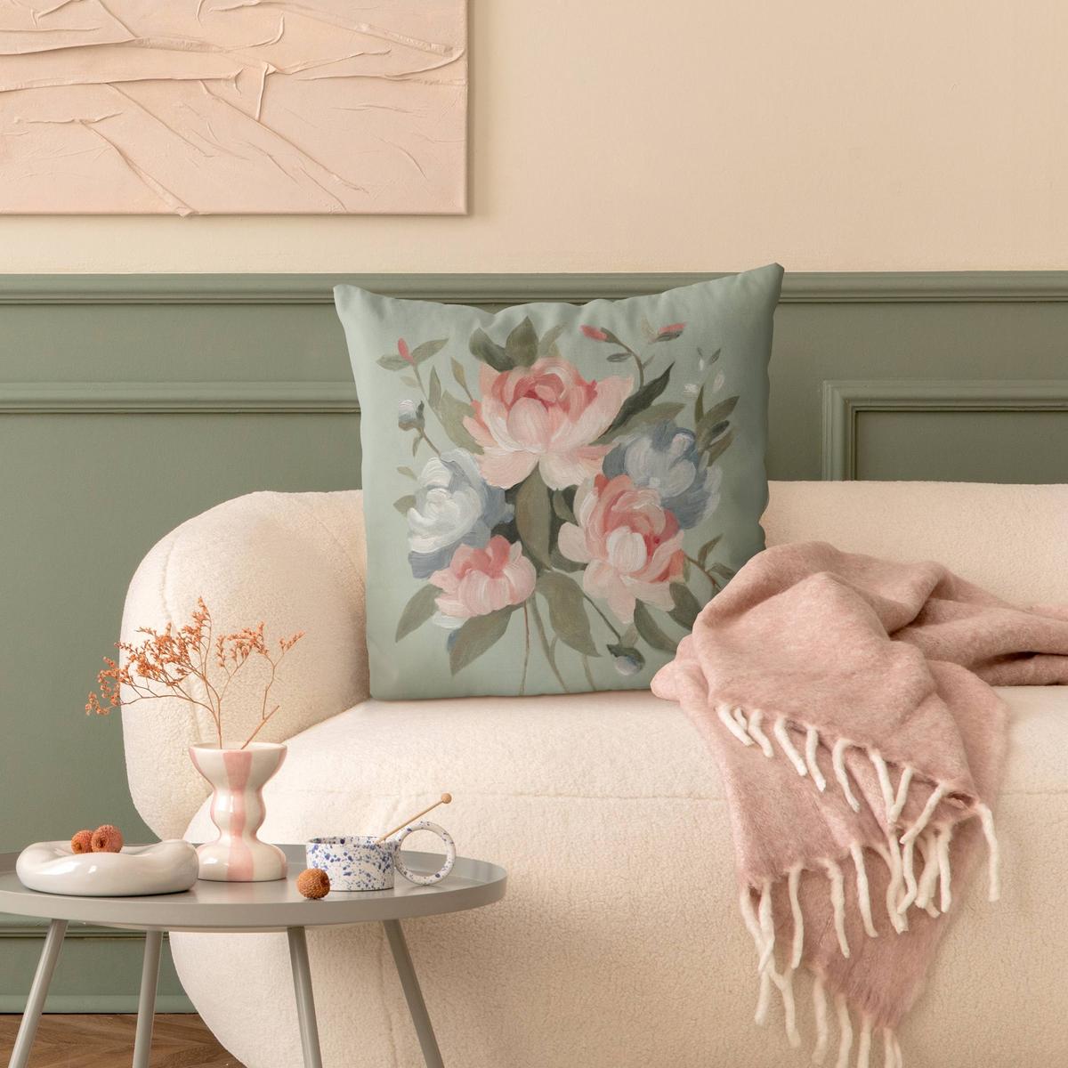 DEKOKISSEN Bouquet in Pastell I 40/40 cm - Rosa, Textil (40/40/10cm) - Bilderwelten