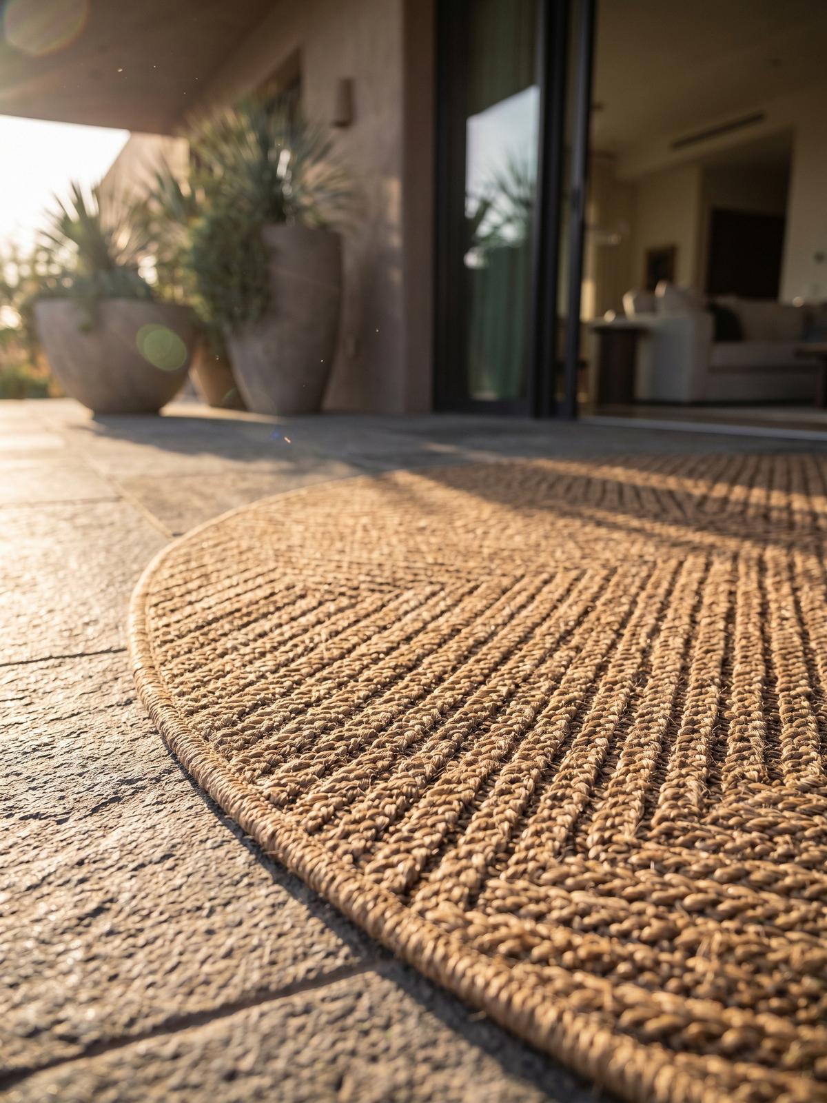 TEPPICH Outdoor ARLBERG in Beige, in Jute-Optik, aus Polypropylen, Ø 80 cm - Beige, Textil (80/80cm) - KADIMA DESIGN