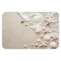 BADEMATTE Muscheln - Seesterne - Strand 60x40 cm - Sandfarben/Creme, Textil (60/40cm) - OnlyWow