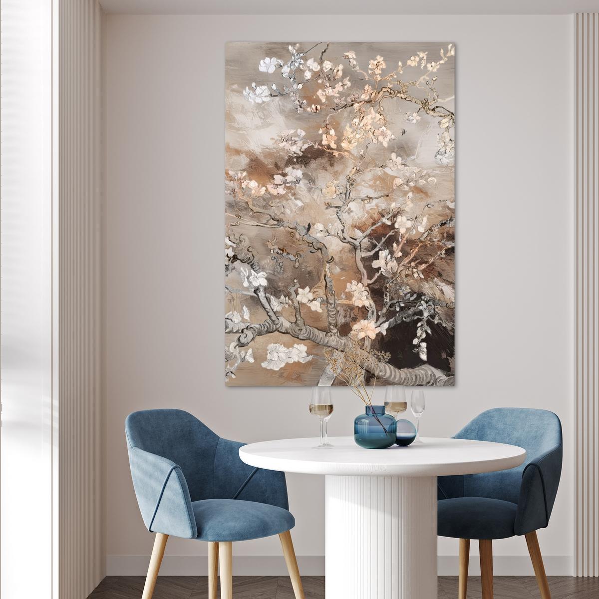 POSTER Mandelblüte - Kunst - Van Gogh - Beige - Abstrakt Wandbild Schlafzimmer 80x120 cm - Braun, Papier (80/120/0.1cm) - MuchoWow