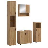 BADMÖBEL-SET Eiche Artisan 4-teilig 150 cm, Badkombination mit viel Stauraum - Schwarz/Eiche Artisan, Glas/Holzwerkstoff (150/192/30cm) - Inn.Furn