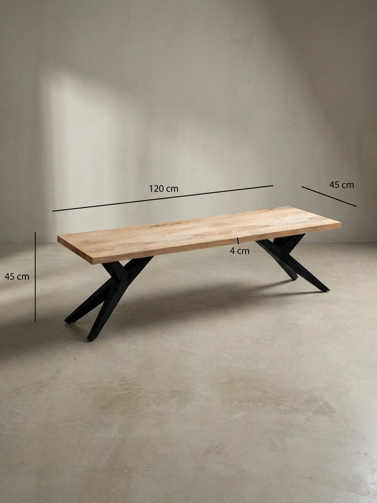 ESSZIMMERBANK Massivholz Metall Loft-Stil, Akazie 120x45x45 cm - Schwarz/Braun, Holz/Metall (120/45/45cm) - KADIMA DESIGN