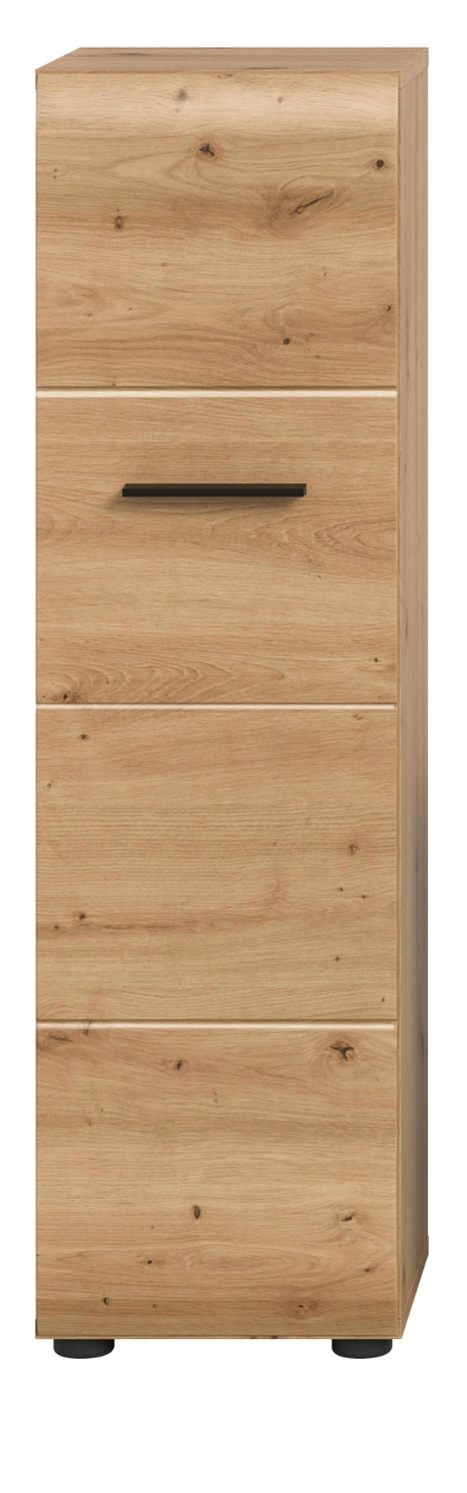 BADKOMMODE Eiche Artisan, Badezimmer Kommode hängend oder stehend 30 x 60 cm - Schwarz/Eiche Artisan, Holzwerkstoff/Kunststoff (30/106/30cm) - Inn.Furn