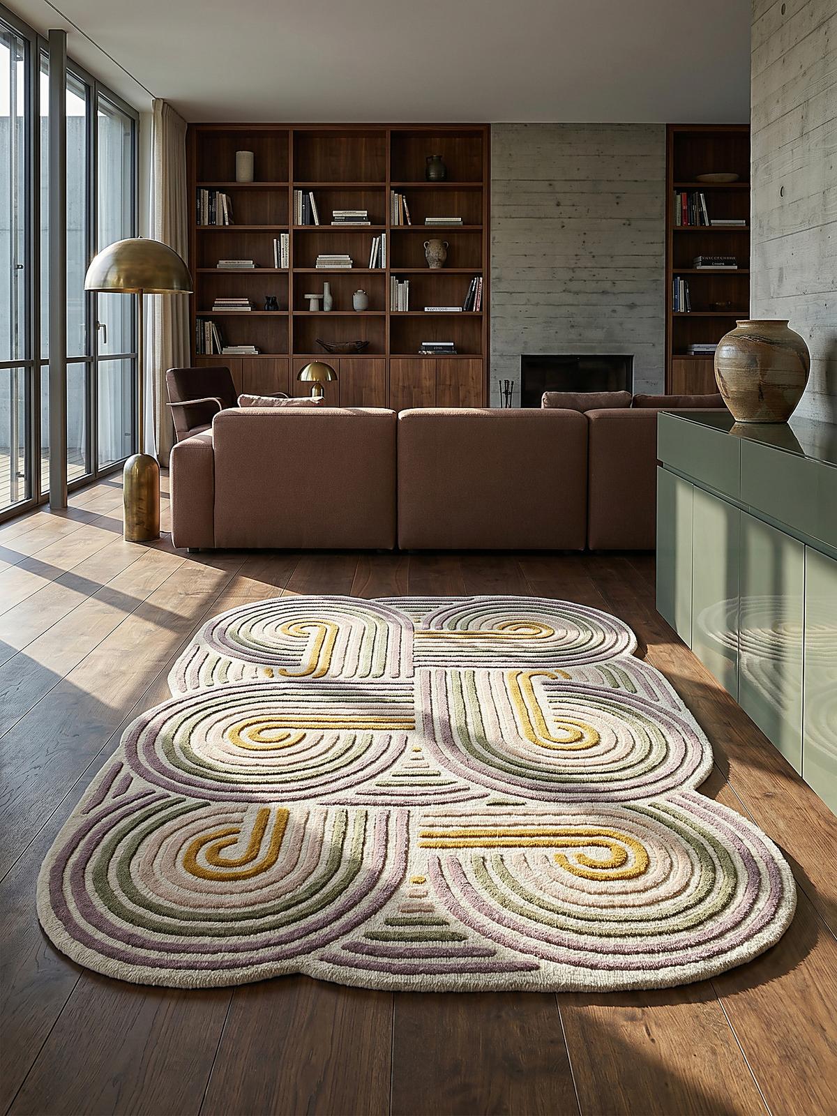 WOLLTEPPICH SOAR, abstrakt, Grün, 140 x 200 cm - Beige, Textil (200/140cm) - KADIMA DESIGN