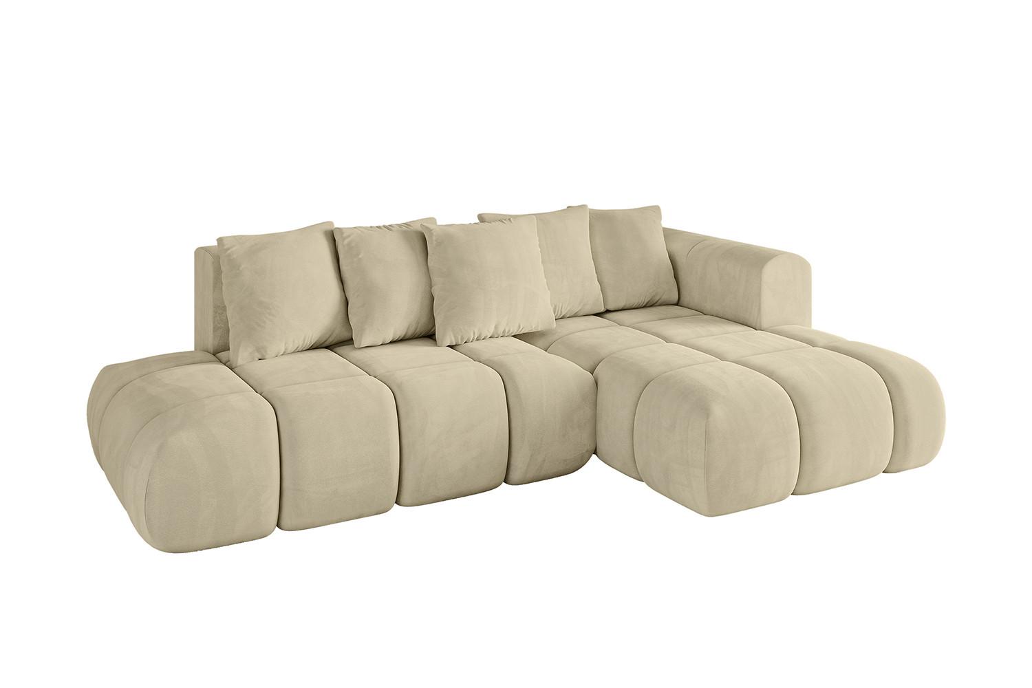 ECKSOFA Ottomane Rechts CLOUD-L-v1 280x185x90 Beige Velours - Beige, Holzwerkstoff/Kunststoff (185/280cm) - ALTDECOR