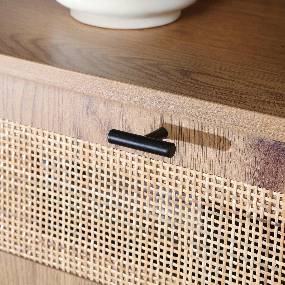 ECK-TV-MÖBEL 1 tür mit rattan-geflecht jaya 30/45/100 cm - Apfelbaumfarben, Holzwerkstoff (30/45/100cm) - Calicosy