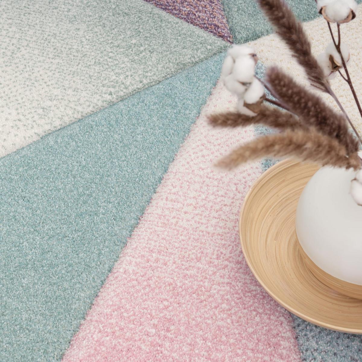KURZFLORTEPPICH, geometrisch, Florhöhe 9 mm, Mehrfarbig, 60 x 100 cm - Multicolor, Textil (100/60cm) - KADIMA DESIGN