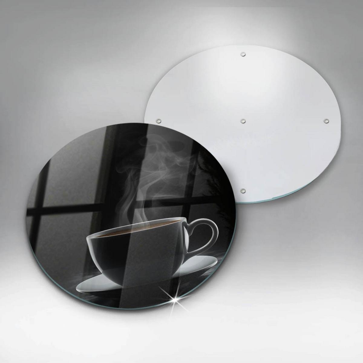 GLASPLATTE Ø 40 cm Heiße Tasse Kaffee - Schwarz, Glas (40/40cm) - Wallfluent