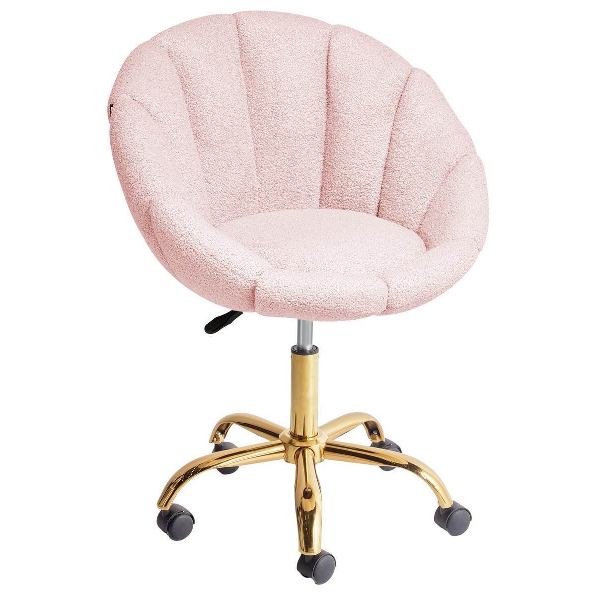 SCHREIBTISCHSTUHL Rosa Annabelle - Pink/Goldfarben, Textil (66/81/39cm) - Beliani