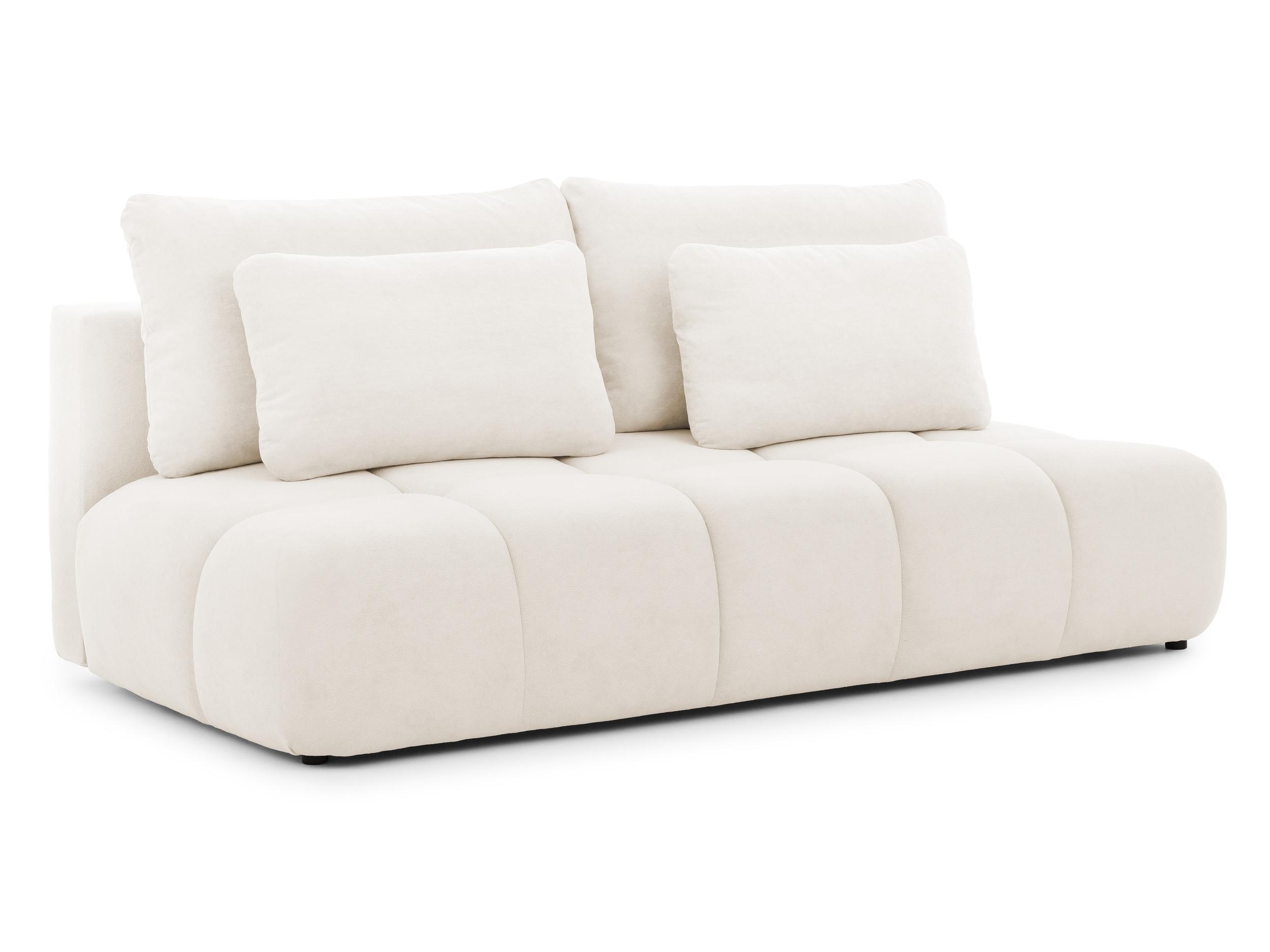 SCHLAFSOFA Belluno aus hochwertigem Creme Plüschstoff mit Bettkasten und tiefen Steppungen in Bubble-Optik - Creme/Schwarz, Holz/Kunststoff (205/87/105cm) - S-Style