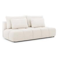 SCHLAFSOFA Belluno aus hochwertigem Creme Plüschstoff mit Bettkasten und tiefen Steppungen in Bubble-Optik - Creme/Schwarz, Holz/Kunststoff (205/87/105cm) - S-Style