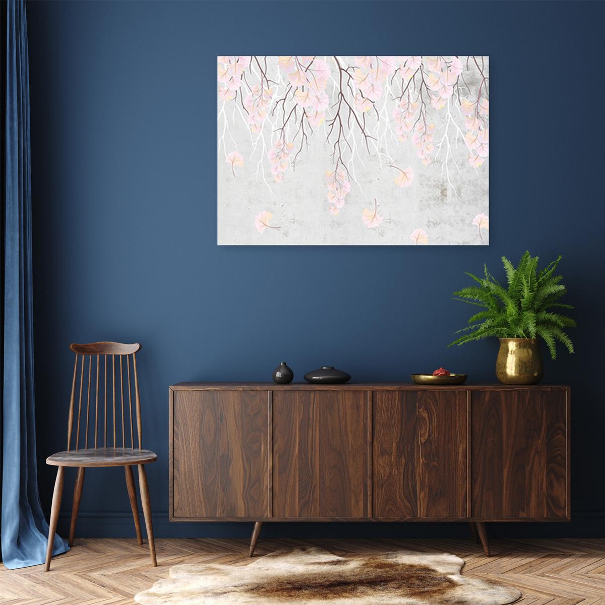 WANDBILD fallende blätter - Pink, Textil (60/40cm) - Feeby