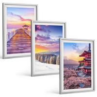 BILDER SET 3er Set - 40x60 cm Silberner Rahmen - Romantische Himmelslandschaften - Silberfarben, Kunststoff (40/60cm) - TULUP