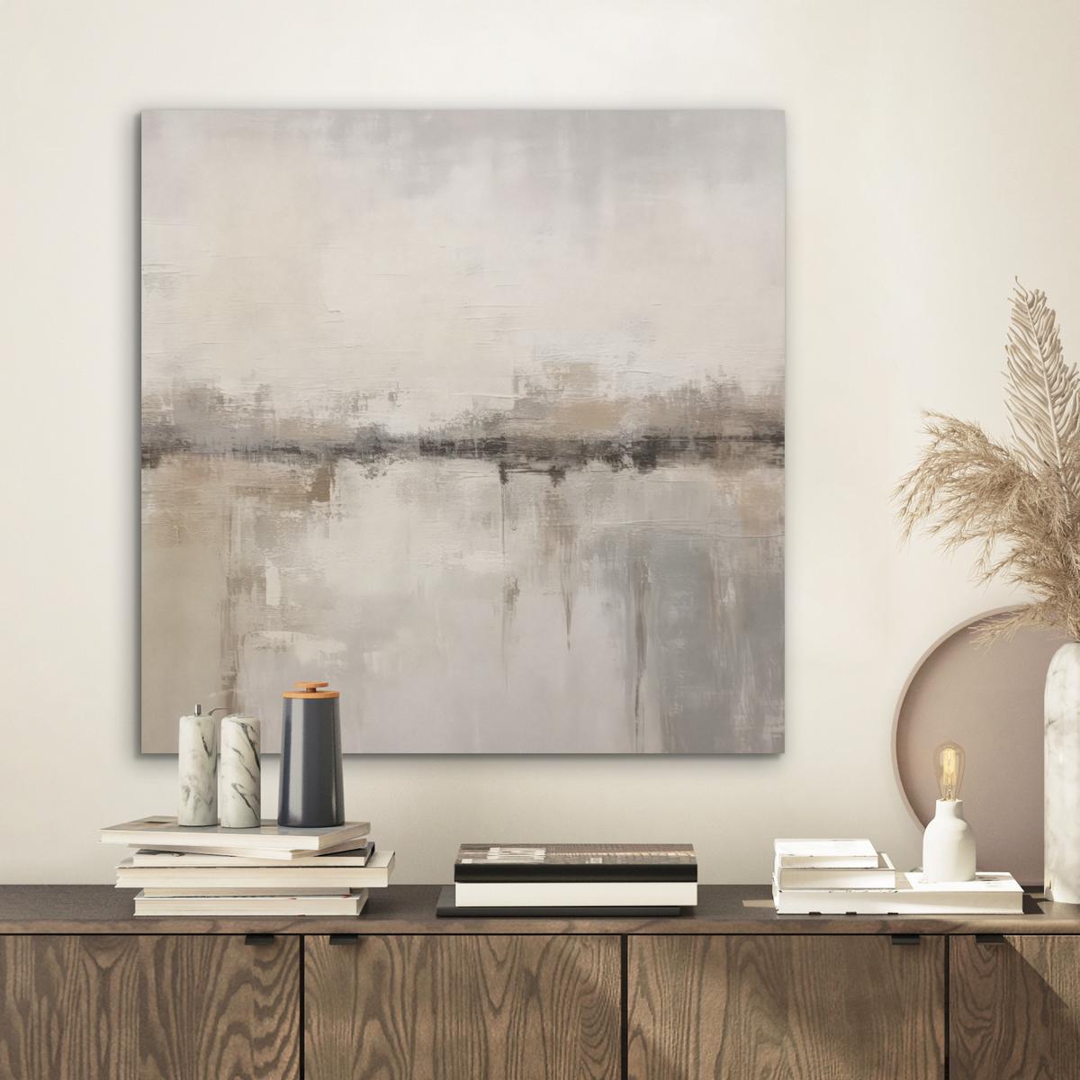AKUSTIKBILD Moderne Kunst - Abstrakt - Beige Wandbilder 60x60 cm - Beige, Kunststoff (60/60/0.9cm) - MuchoWow