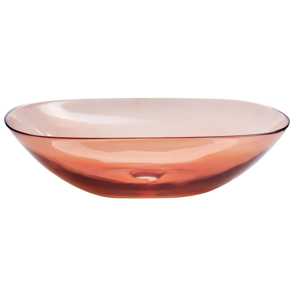 AUFSATZWASCHBECKEN Hellrot 54/36 cm Mineralwerkstoff Moengo - Hellrot/Transparent, Keramik (54/15/36cm) - Beliani