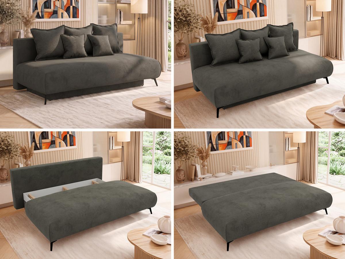 3-SITZER SOFA VIRENO - Dunkelgrau Velvet - Dunkelgrau/Schwarz, Textil/Metall (197/95/102cm) - MKS