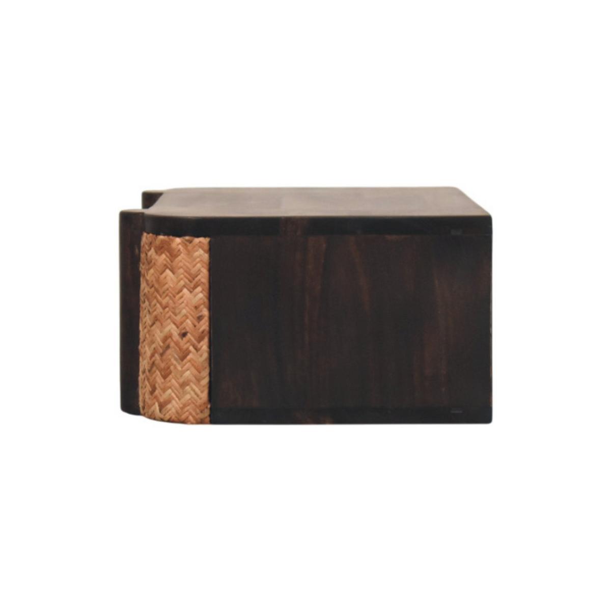 NACHTKASTEN Rattan Geschwungen Wandmontiert, 1 Schublade, Braun - Hellbraun/Messingfarben, Holz/Metall (50/18/32cm) - Artisan Furniture