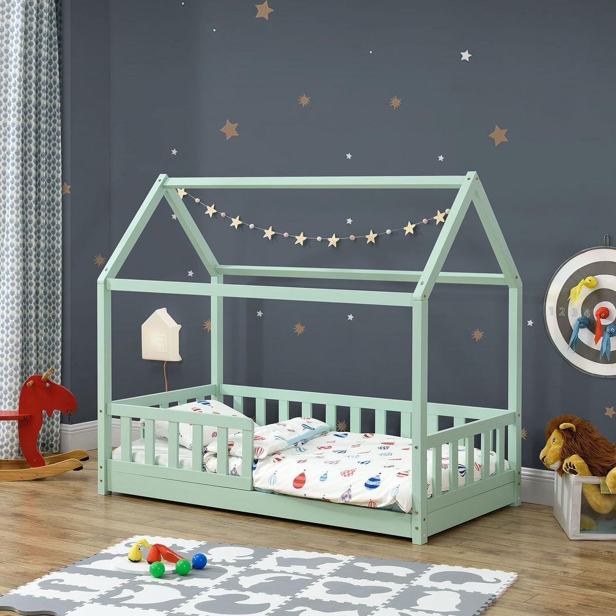 KINDERBETT Marli mint 80x160 cm - Mintgrün, Holz (80/160cm) - Juskys