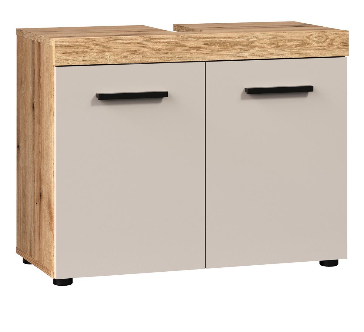 WASCHBECKENUNTERSCHRANK Kaschmir, Evoke Eiche 72 cm, Badezimmer Unterschrank 2-türig - Kaschmir/Eichefarben, Holzwerkstoff/Kunststoff (72/56/34cm) - Top.Furn