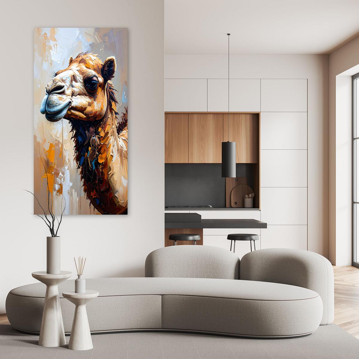 LEINWANDBILD Kamel Wüstentiere Afrika 50x100cm - Beige, Textil (50/100cm) - Feeby