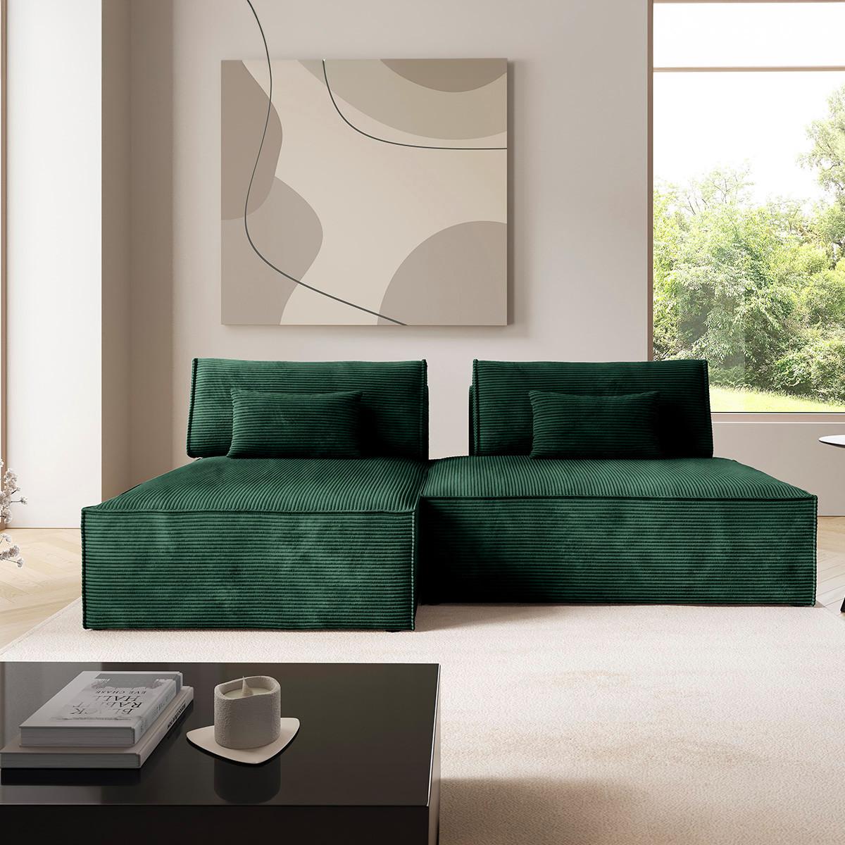 ECKSOFA Georgia Tannengrün - Grün, Holz (236/148cm) - Petits-meubles