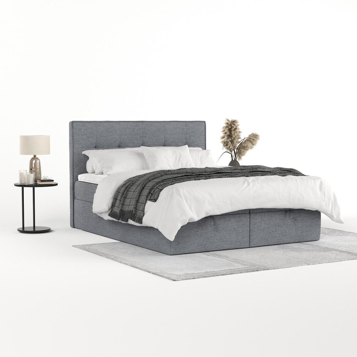 BOXBETT Tivra 140/200 cm Grau im Neve Stoff - Schwarz/Grau, Holz/Holzwerkstoff (140/200cm) - AltaBeds