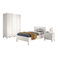 KINDERZIMMER SET Keely Kiefer weiß Einzelbett Nachtkonsole Schrank - Weiß, Holz (58/196/149cm) - 58aufmkessel