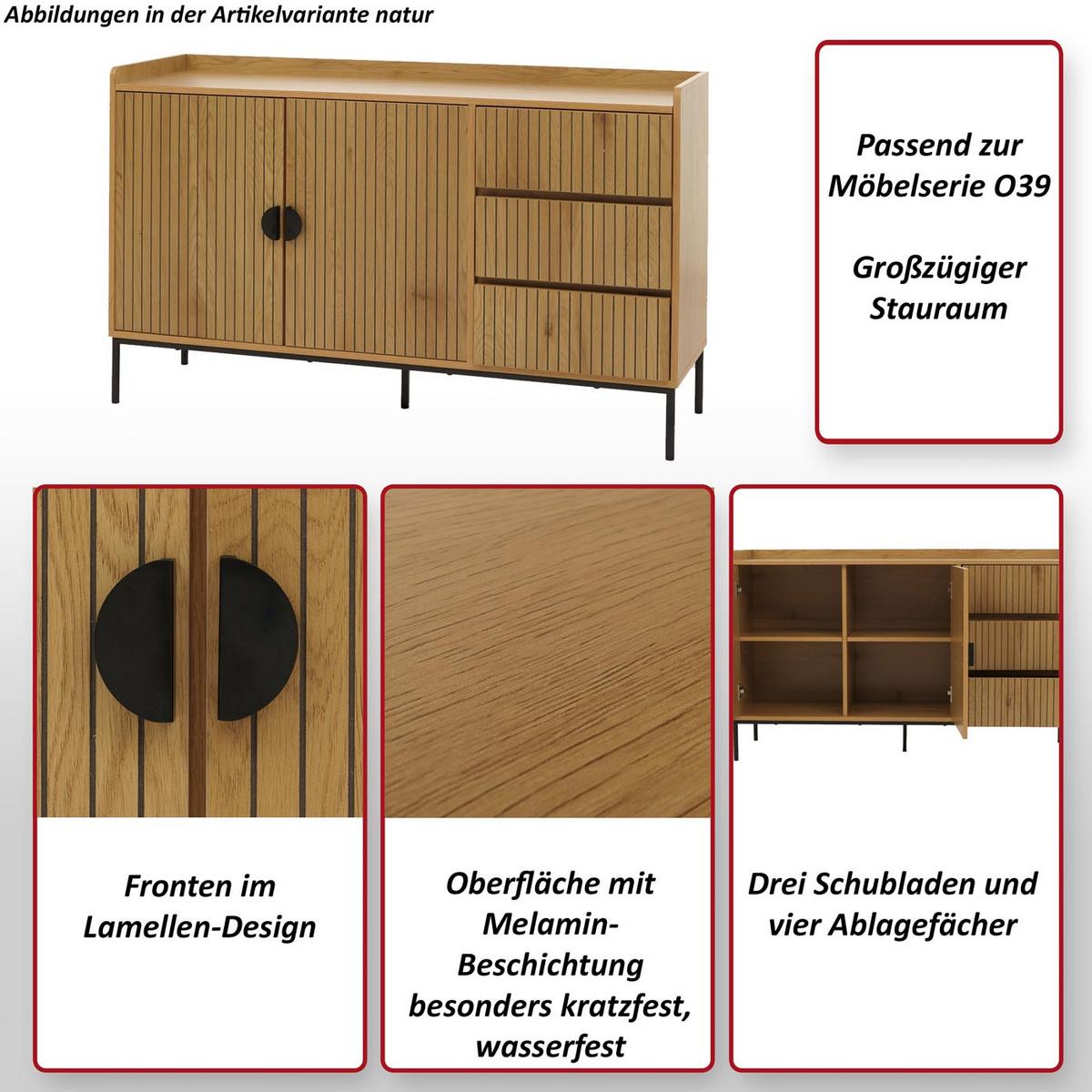SIDEBOARD Schwarz - Schwarz, Holz (130/80/42cm) - MCW
