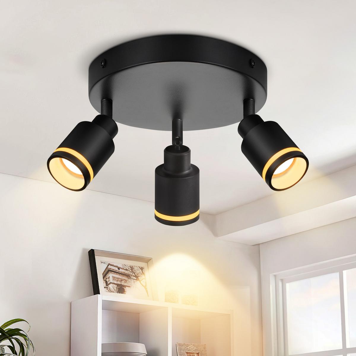 DECKENSTRAHLER Oldesloe 3-flammig 20/20/15.7 cm - Schwarz, Metall (20/20/15.7cm) - Nettlife