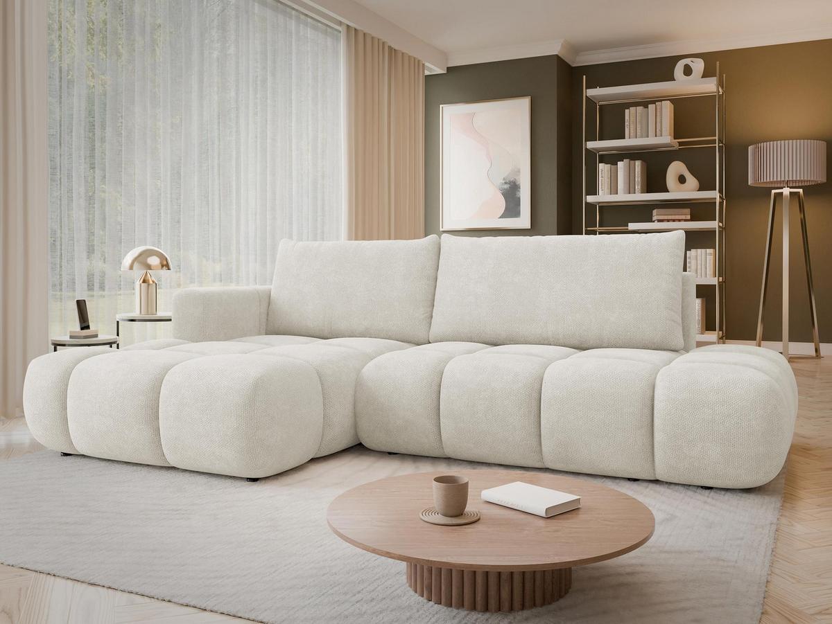 ECKSOFA Soffi, Seite: Links - Creme/Schwarz, Holz/Kunststoff (283/166cm) - MIRJAN24