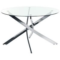 ESSTISCH 120/75 cm Silberfarben, Transparent Rund Maramo - Silberfarben, Glas (120/120/75cm) - Beliani