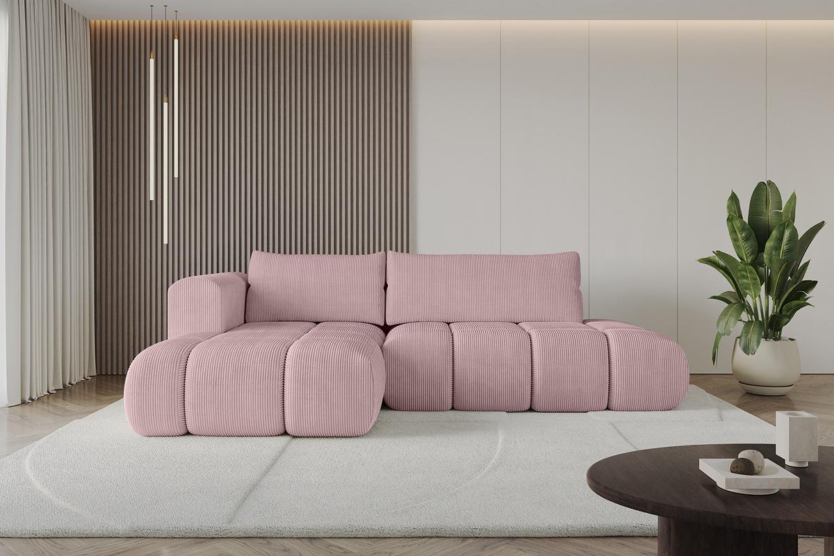 ECKSOFA Ottomane Links CLOUD-L 280x185x90 Rosa Cord - Rosa, Holzwerkstoff/Kunststoff (180/289cm) - ALTDECOR
