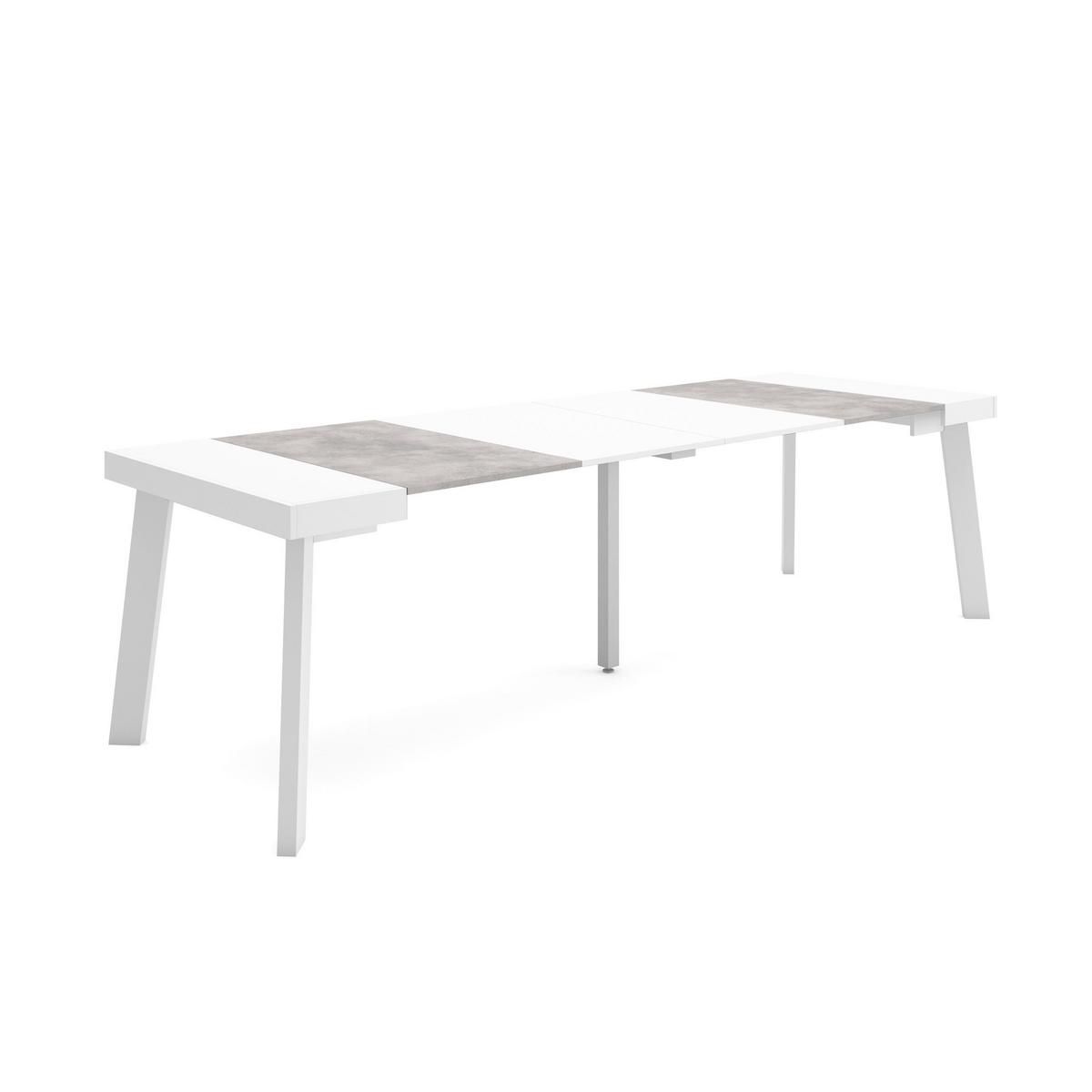 KONSOLENTISCH ausziehbar 58 bis 262cm, für 12 Gäste, weiß zementgrau, 90/58/73cm - Weiß/Grau, Holzwerkstoff (90/262/73cm) - Skraut Home
